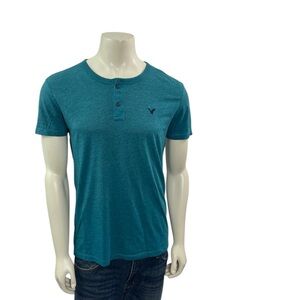 American Eagle Men’s Size M Short Sleeve Button Neck Classic Fit Heritage T